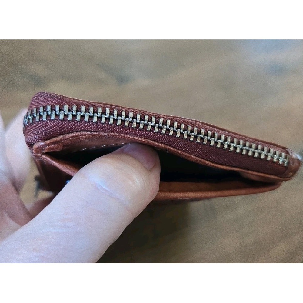 Vilenca Holland Basket Weave Zip Leather Card Coin Case Wallet Keychain NEW - Picture 11 of 11